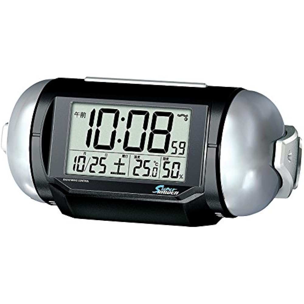 Seiko Clock Alarm Clock Radio-Controlled Digital Loud Alarm PYXIS SUPER RAIDEN Black Metallic NR5...