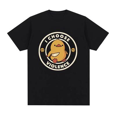 I Choose Violence T Shirt Funny Duck Humor Slogan Print Short Sleeve Tshirts Men Women Cotton Loose Oversized Tshirt Cotton