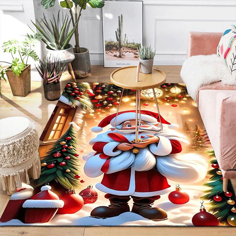 1pc Cute Santa Claus Design Area Rug - Soft, Anti-Slip, and Durable Gaming Room Decor for Bedroom