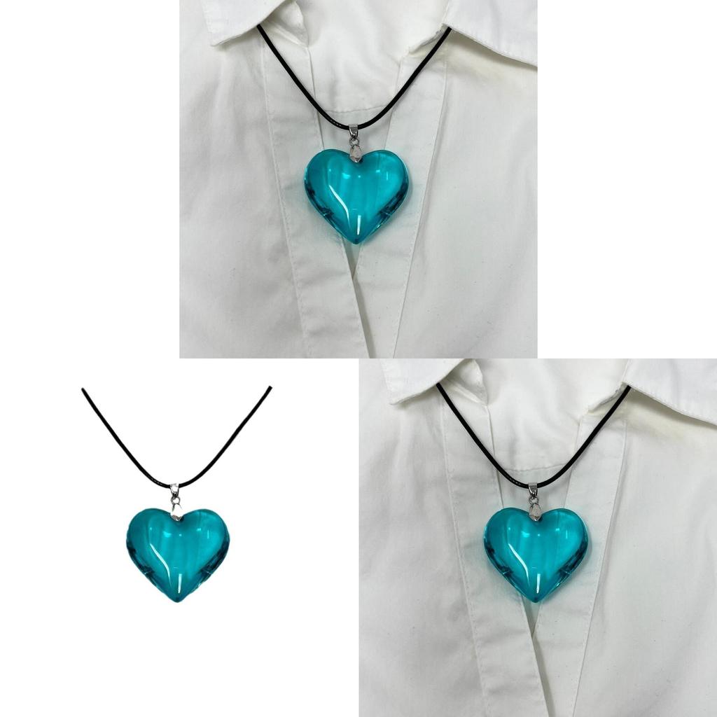 Heartshaped Alloy Pendant Necklace With Leather Chain For Romantic Gift