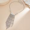 Salircon New Exaggerated CCB Bead Tassel Pendant Necklace for Women Vintage Metal Geometric Clavicle Chain Party Luxury Jewelry