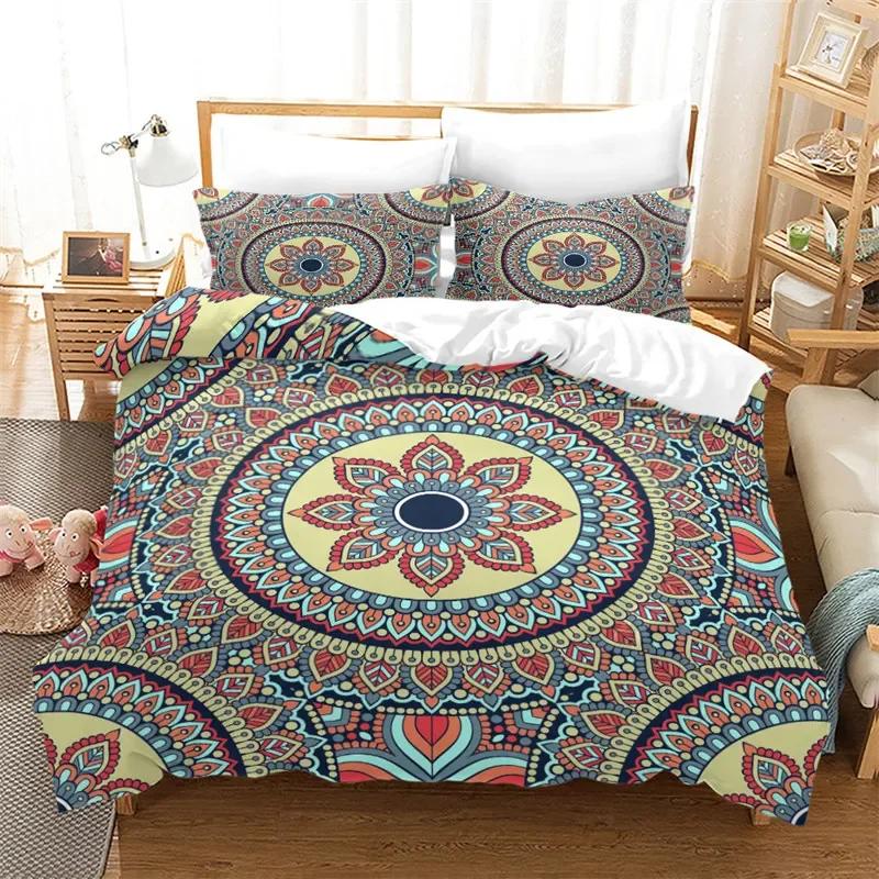 Comforter Mandala Floral Bohemian Flowers Bedding Set Microfiber Exotic Geometric Twin Full For Kids Adults Decor