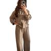 Cross-border European and American women's clothing Amazon sexy lapel button slim-fitting versatile jacket wide-leg pants set