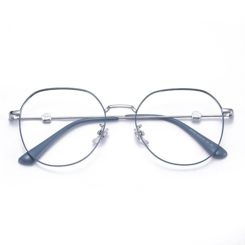 Shinchan Large Polygon Metal Eyeglass Frame - Korean Style Slimming Women's Myopia Glasses