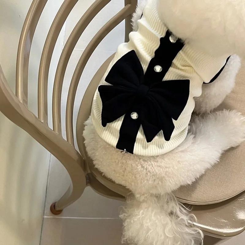Luxury Dog Dress for Small Dogs Summer Puppy Clothes Bow Lace Pet Skirt Black White Dog T Shirt Girls Dog Costume Chihuahua Vest