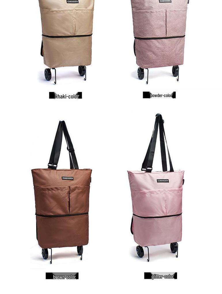 Foldable One-Way Wheel Shopping Tote – Portable, Large Capacity for Travel and Groceries