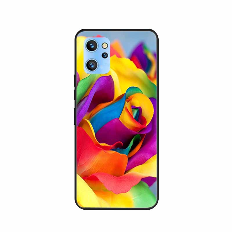 Etui do telefonu Umidigi A13 Pro 2022 Kwiaty Czarny Silikonowy Tylny Pokrowiec Miękki Pokrowiec TPU Do Umidigi A13S Etui A 13 S Coque Funda Torba
