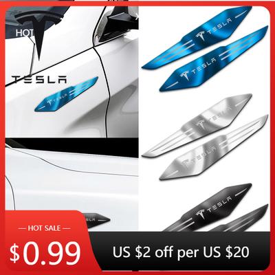 Car Sticker 2025 Hot 2Pcs Car Styling 3D Reflective Metal Body Fender Logo Sticker For Model 3 Y S X 2017-2023 Roadster Sp