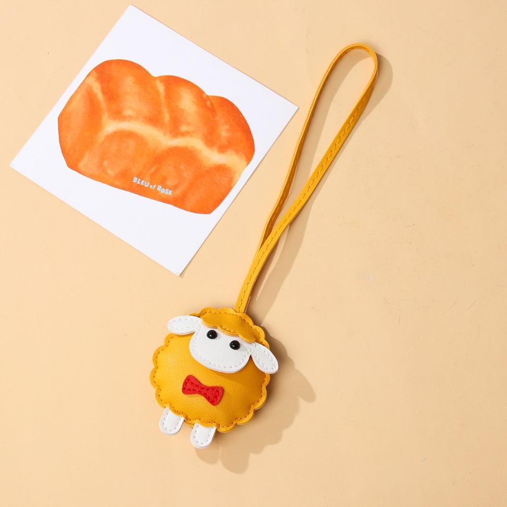 Soft PU Leather Sheep Keychain Cartoon Sheep Bag Charm Trendy Lamb Pendant Keyring Bag Accessories