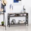 Console Table, Entryway Table with 3 Compartments, Metal Frame, Adjustable Feet for Living Room, Hallway, Grey