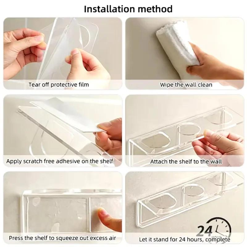 Acrylic Comb Holder Organizer Storage Shelf Clear Transparent Wall-Mounted Hair Brushes Rack Bathroom Accessories Home Shelves