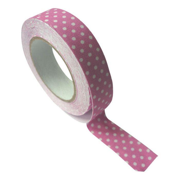 Adhesive Tape - PW International - Pink White Polka Dots - 5 Meters - Fabric - Mixed