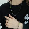 Persönlichkeit Einfach Bunt Quadrate Schwarze Perlen Spleiß OT-Verschluss Halskette Armbänder für Damen Herren Edelstahl Trend Schmuck