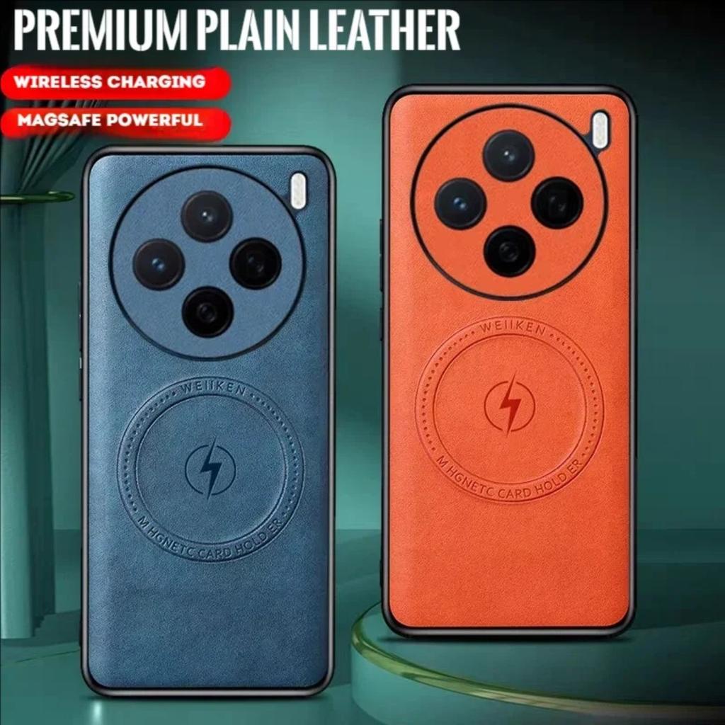 For Magsafe Leather Armor Phone Case For Vivo X200 Pro Luxury Shockproof Wireless Charging Full Cover For Vivo X90 X100 Pro Plus