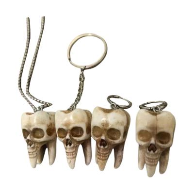 Unisex Skull Accessory Set Skull Necklace Stylish Keychain Drop Earrings Skull Jewelry Set Resin Texture for Halloween