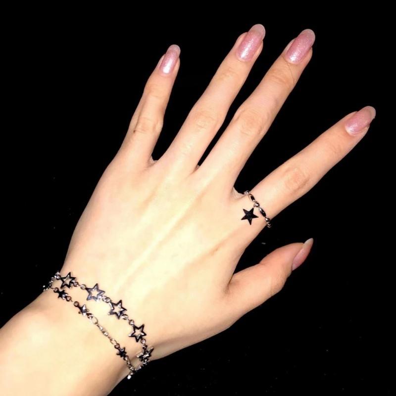 Y2K Small Five-pointed Star Bracelets for Women Girls Personality Hollow Star Bracelet Jewelry Link Chain Wristband Gift
