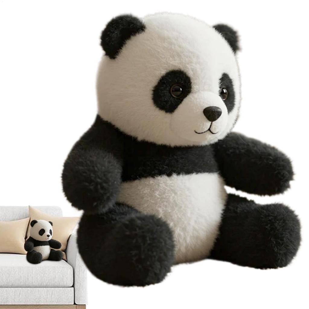 Panda Stuffed Doll Realistic Tabletop Pandas Plush Toy Stuffed Animal Doll Collectible Decoration Emotional Soothing Companion