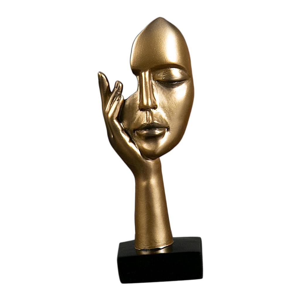 Modern Simple Creative Women Face Art Statue Abstract Character Resin Ornament for Office Study Room Living Room Bedroom Decor