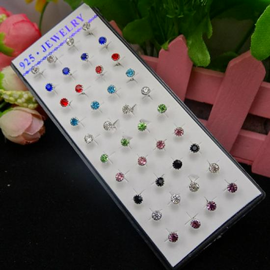 Boxed Set: 20 Pairs of 925 Silver-Plated Korean Earrings with Diamond Clips & Various Specifications