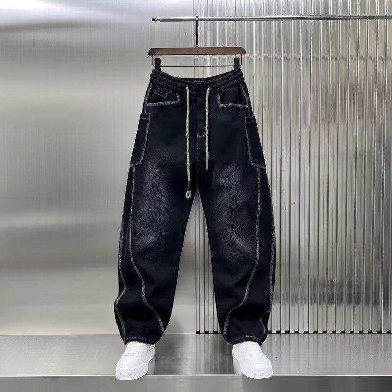 New 2026 thickened men's jeans, loose straight casual wide-leg pants