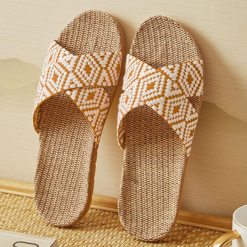 Fashion Trendy Linen Women's Slippers 2024 Summer New Design Sense Breathable Flat Bottom Anti Slip Wear Casual Slippers Zapatos Mujer