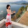 Summer Island Store Vacation Dahlia Printed Sexy Suspender Vest Skinny Hip Wrap Fishtail Dress