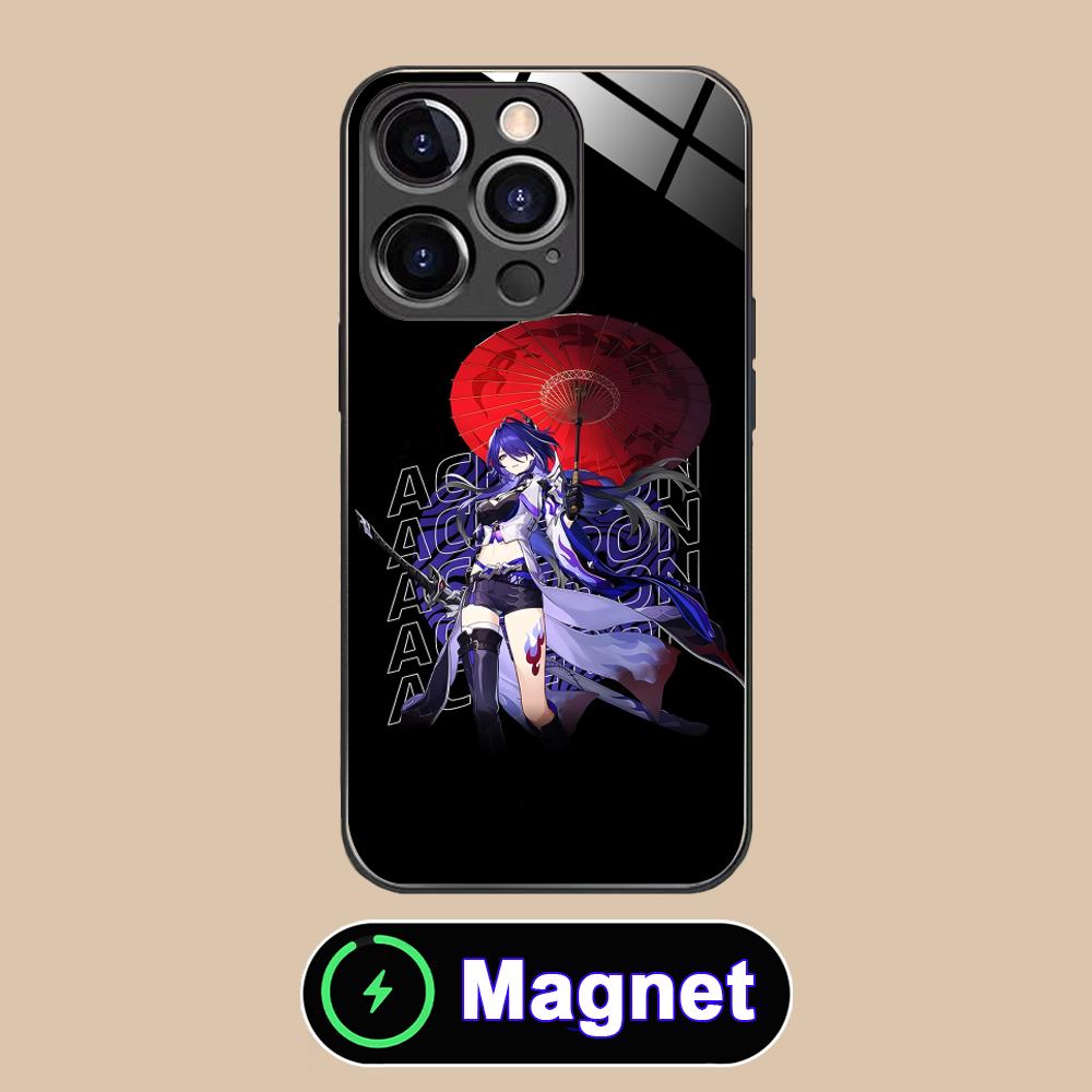 HSR Acheron Glass MagSafe Mobile Phone Case for iPhone 17 16 15 14 13 12 11 Air Pro Max Plus Mini Colorful Cover