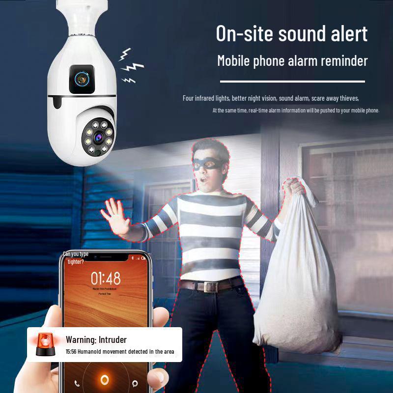 WiFi HD Nachtsicht E27 Glühbirnenkamera - Innen-CCTV-Überwachung Binokulares Lichtkopf