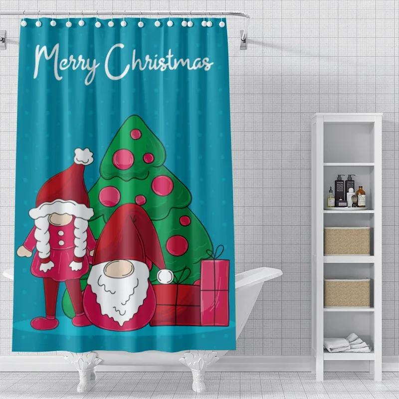 Home shower curtains for bathroom waterproof curtain fabric Modern Nordic style Living Room winter decoration Merry Christmas