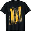Zwart en Geel Grafisch T-shirt met Penseelstreken