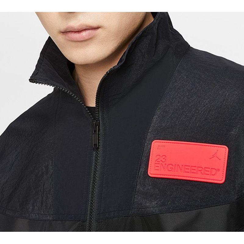 Jordan 23 Engineered Rubber Patch Loose Stand Collar Jacket Men Jackets Black CN4579-010