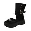 Vintage Thick-soled Roman Cool Boots for Women's 2025 Summer New Fashion Set-toed High-top Sandals Heightened Zipper Short Boots