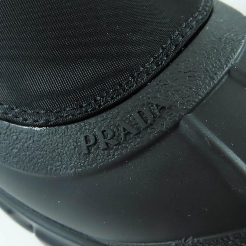 Pristine PRADA Monolith Re-Nylon Triangle Logo Gabardine Boots Black 36.5 2UE029 Used