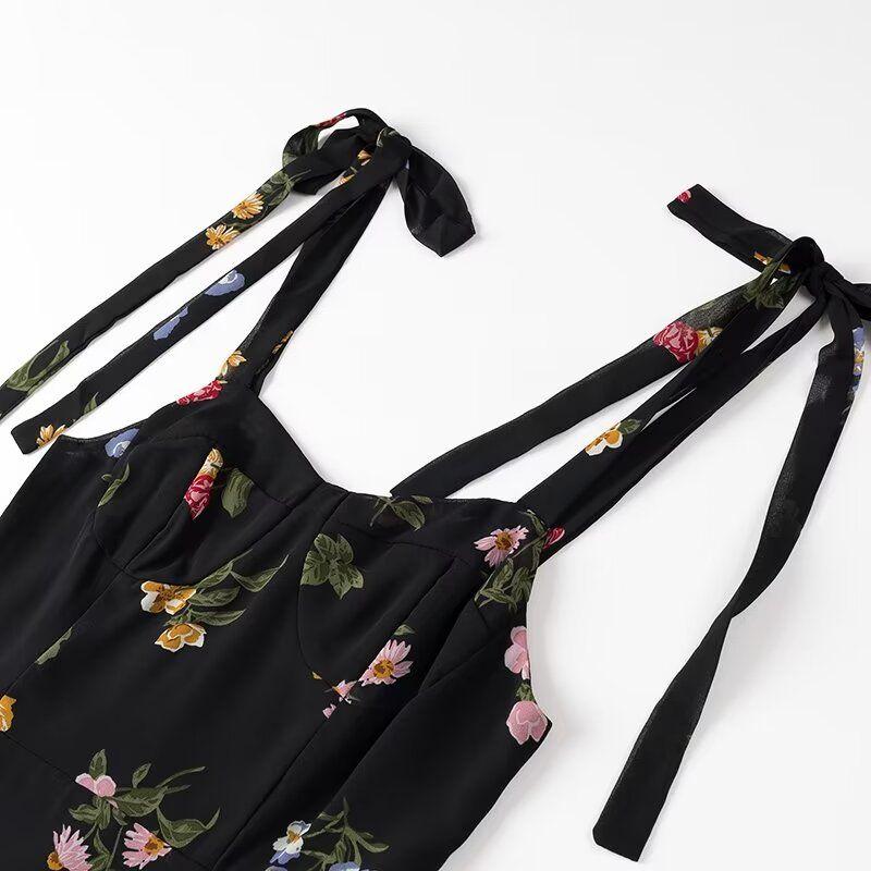 Kaslead New Arrival Women's Clothing Fashion Style Fashion Casual Wide Shoulder Straps Print Short Dress