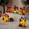 Weihnachten glühende Haus Ornament romantische warme Beleuchtung Harz Handwerk Desktop LED schneebedeckte Haus Dekoration Figur Statue Festival Geschenk