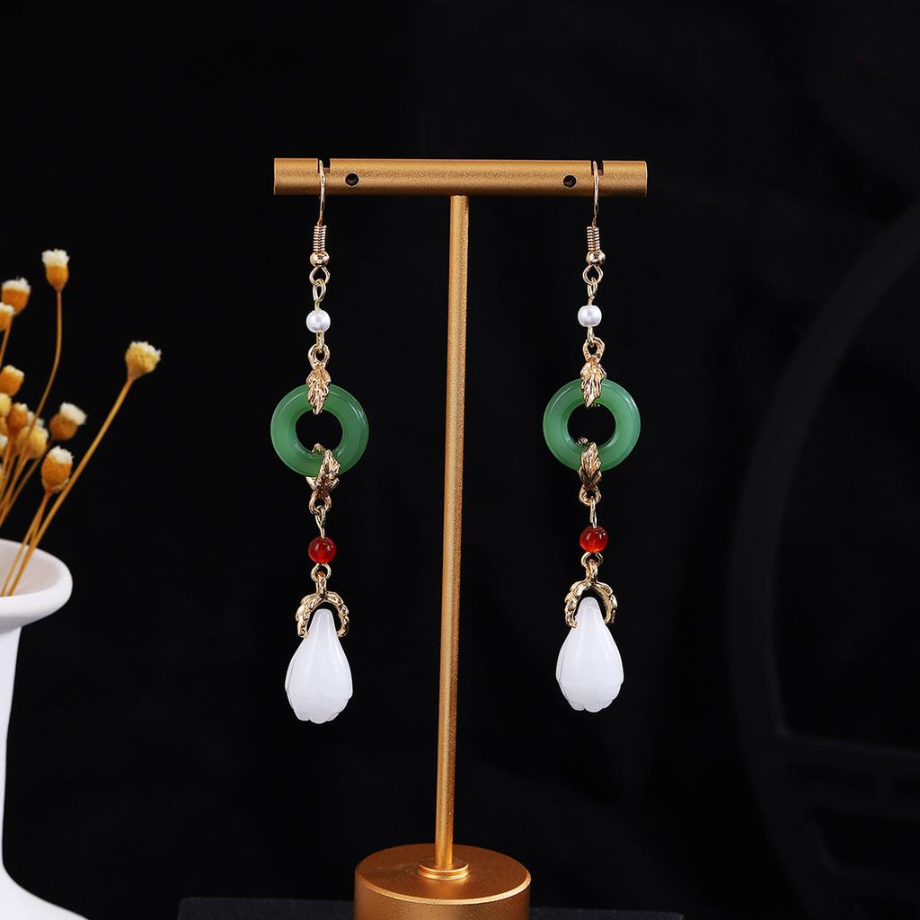 Butterfly Water Drop Pearl Fringed Ear Hook Female, Guochao Light Luxury Safety Buckle Ancient Cheongsam Earrings