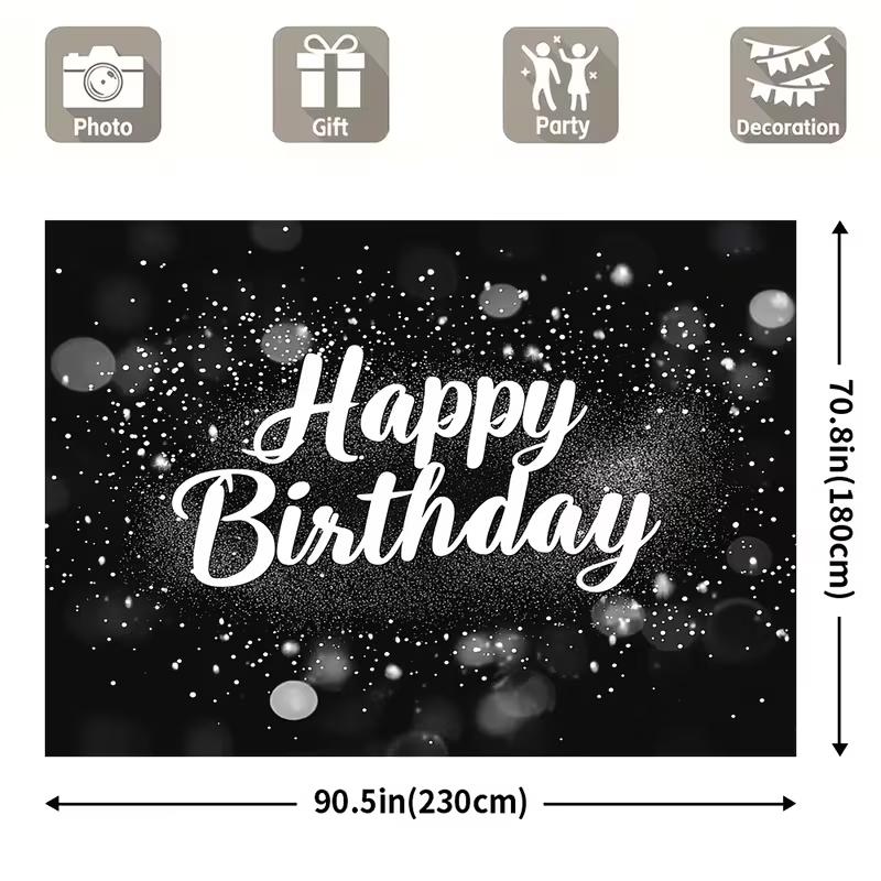 2D Bokeh Sparkle Happy Birthday Backdrop Photography Background Banner
