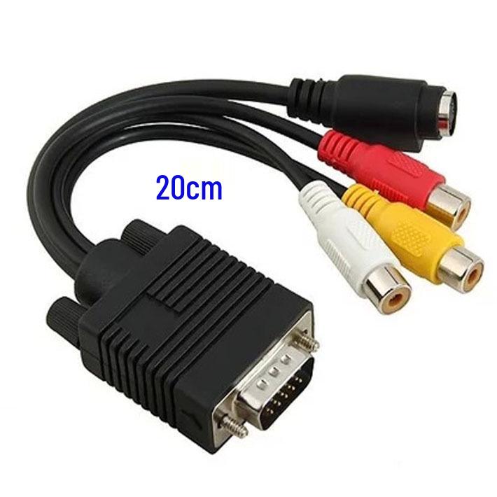 VGA to AV Converter Cable with Audio: VGA to S-Video and 3 RCA Connectors