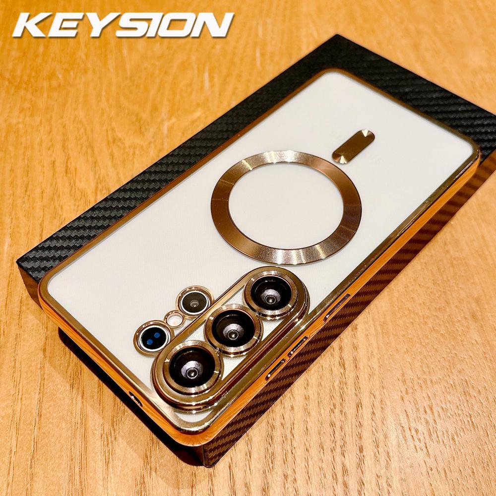 KEYSION Magnetic Plating Transparent Case for MagSafe for Samsung Galaxy S26 Ultra 5G S26+ Shockproof Lens Protector Phone Cover