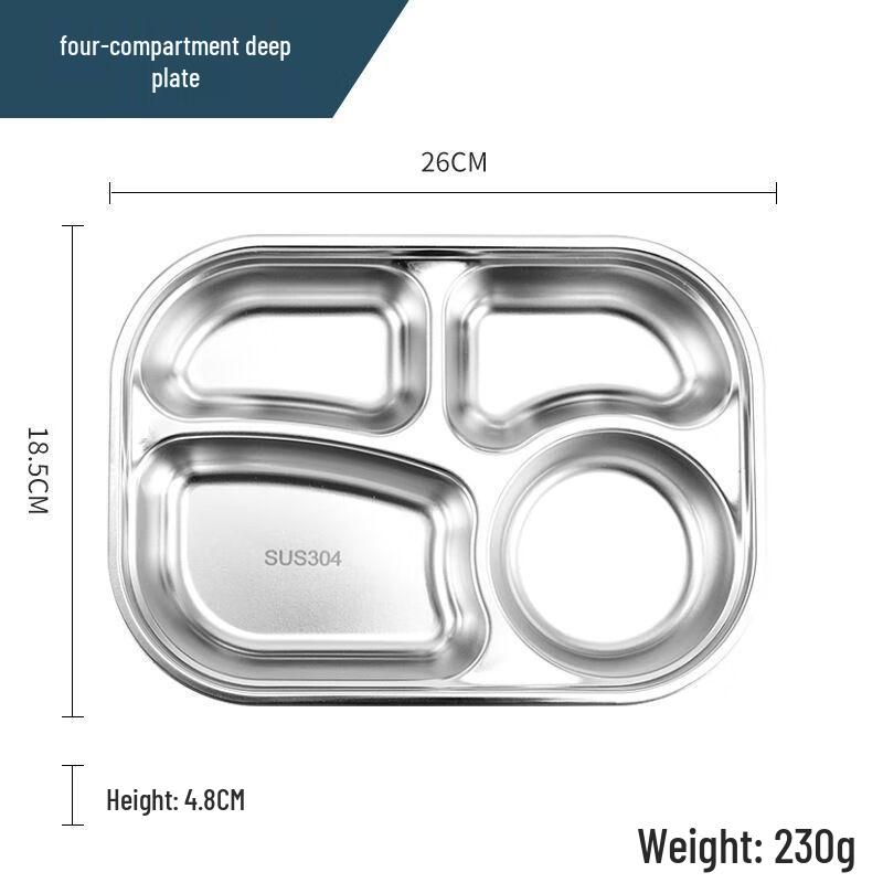 XuanKunPai 304 Stainless Steel 4-Compartment Lunch Box