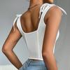 Cross-Border New Arrival Sexy Sexy Silm Fishbone Camisole Bow Bandage Square Collar Beautiful Back Tank-Top Women's Vest