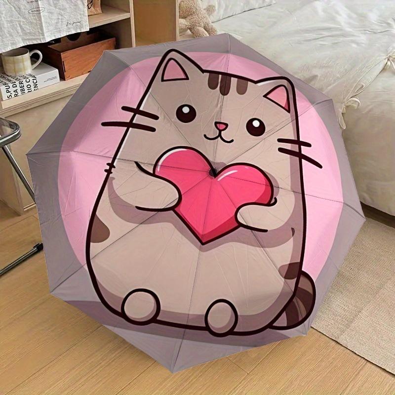 1pc cat love Themed Umbrella for Men & Women, Valentine's Day Christmas Decorative Umbrell018