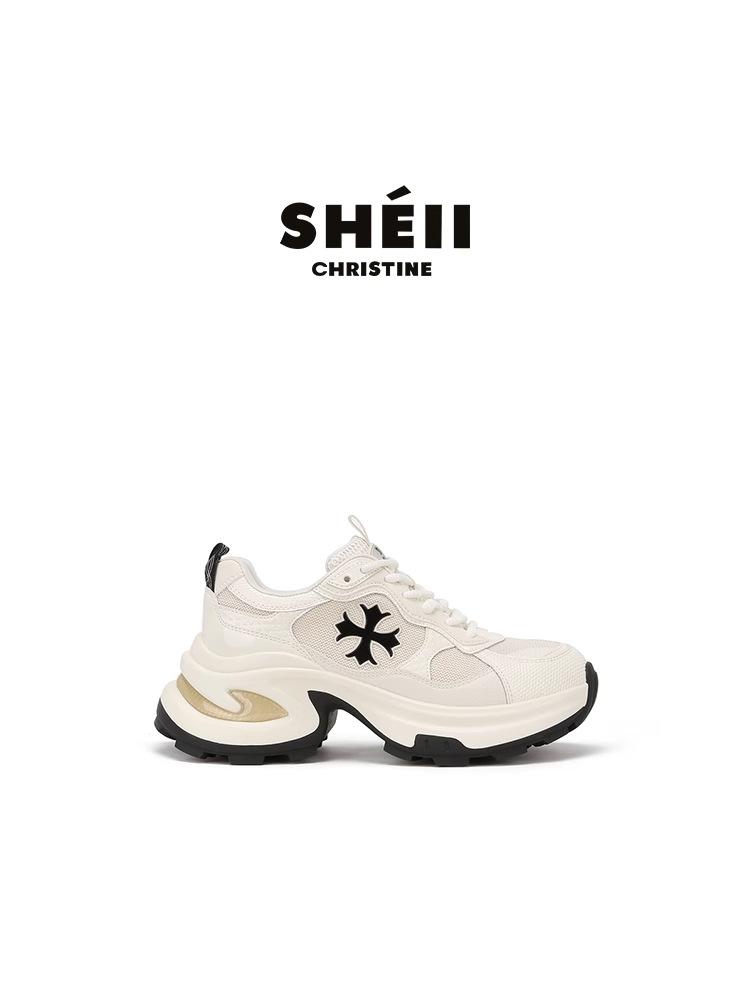 

[Youshilai] 2025 новый тренд кросс цветок платформа повседневные спортивные туфли женские увеличивающие рост папины кроссовки кроссовки для бега 40