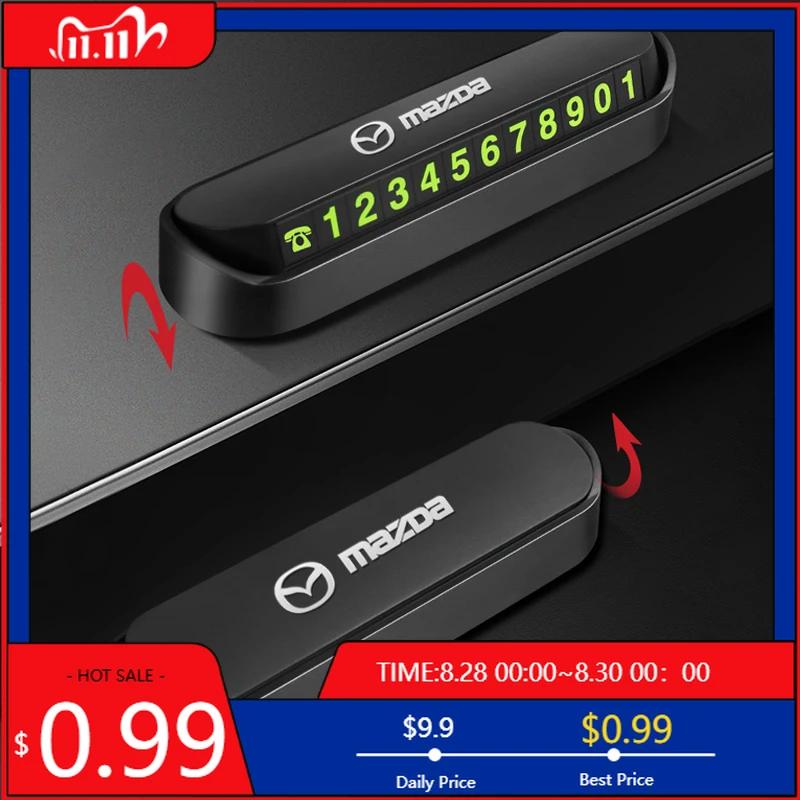 2025 Гарячий Автомобіль Тимчасовий Знак Зупинки Паркувальна Картка Картка з Номером Телефону Номерний Знак для Mazda 2 Mazda 3 MS Для Mazda 6 CX-5 CX5 Аксесуар