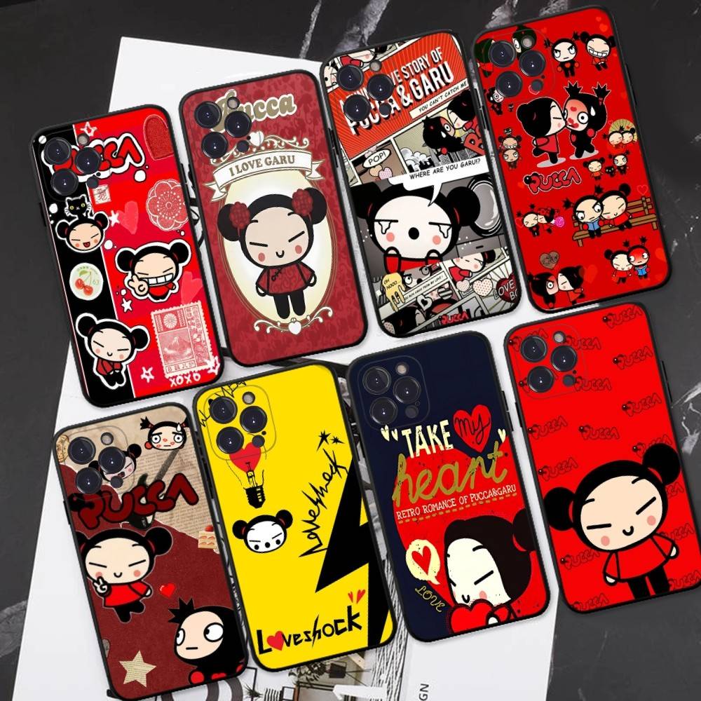 Popular Animation P-Pucca For IPhone 17 16 15 14 13 12 11 Pro Max 13 17Air Shockproof Soft Phone Cases Coque