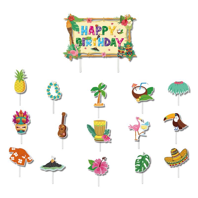 

Hawaiian Flamingo Theme Pineapple Coconut Tree Pattern Children Birthday Anniversary Celebration Summer Party Decoration Banner