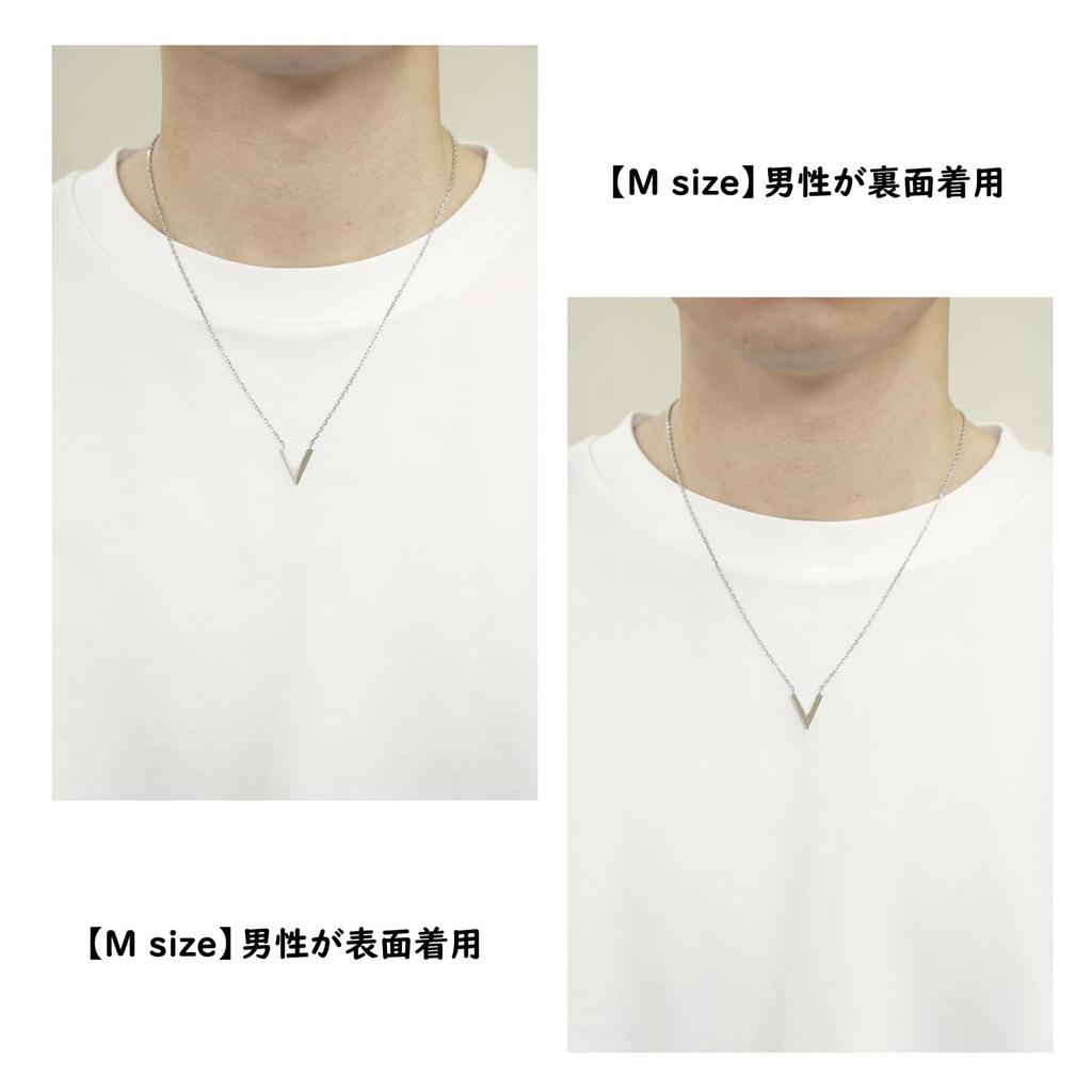 [Petit Jewel YU-NA] V-Line Necklace, Stainless Steel 316L, Couple Gift, Anniversary, Christmas, V LINE NECKLACE (S Size, Silver Color (with Stone))