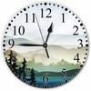 Nature Landscape Wall Clock Mountain and Lake Natures Hills, Tree In Rivers Clock 10 Inch Silent Non-Ticking Clocks Battery Operated for Home Living