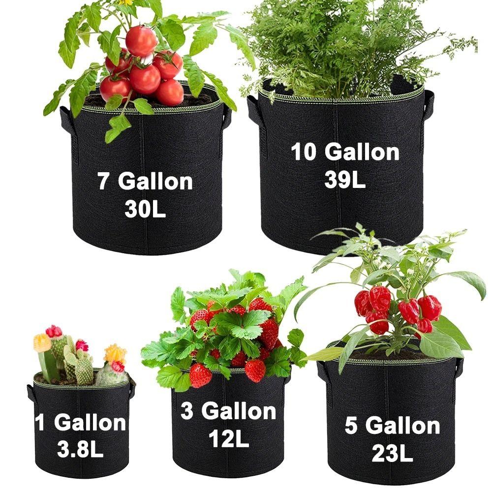 1/3/5/7/10 Gallon with Handles Grow Bag Felt Planting Container  Vegetable Tomato Potato Flower