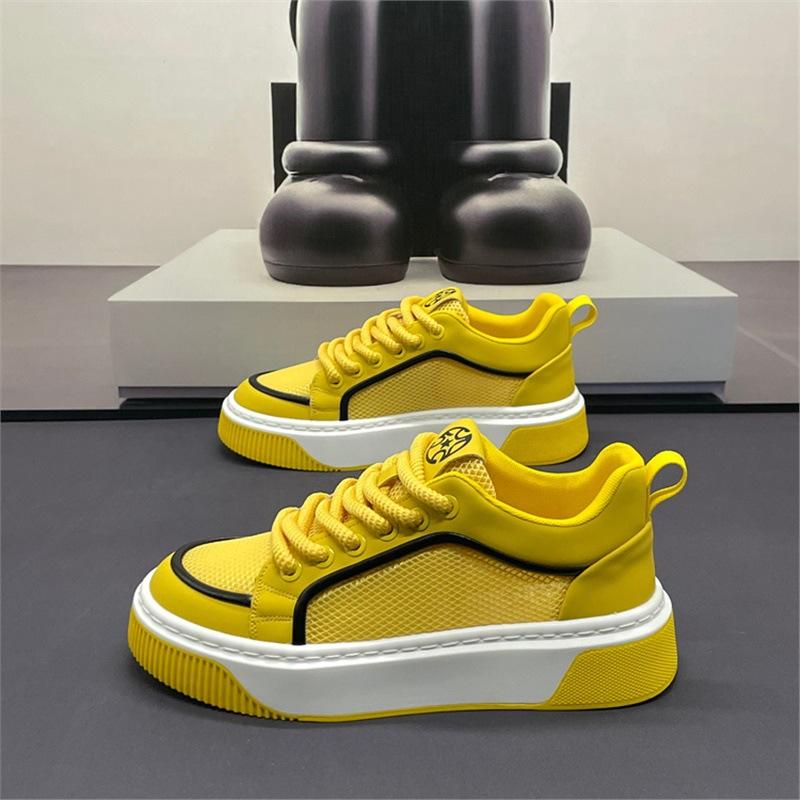 Single net youth casual board shoes summer mesh breathable lightweight thick-soled outdoor sports skateboard shoes
